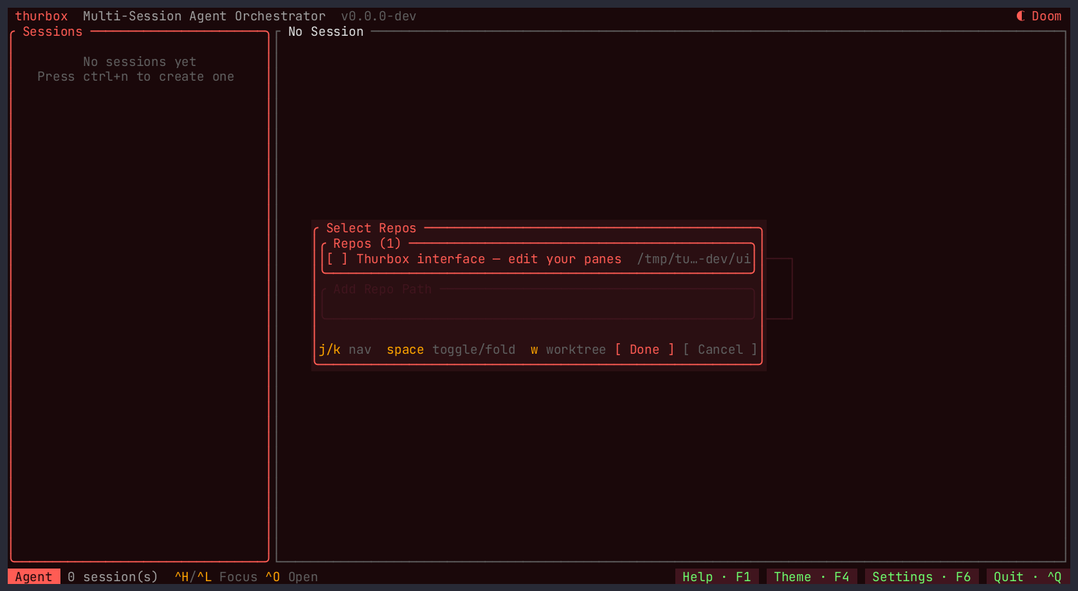 The repo picker, with only the interface directory listed