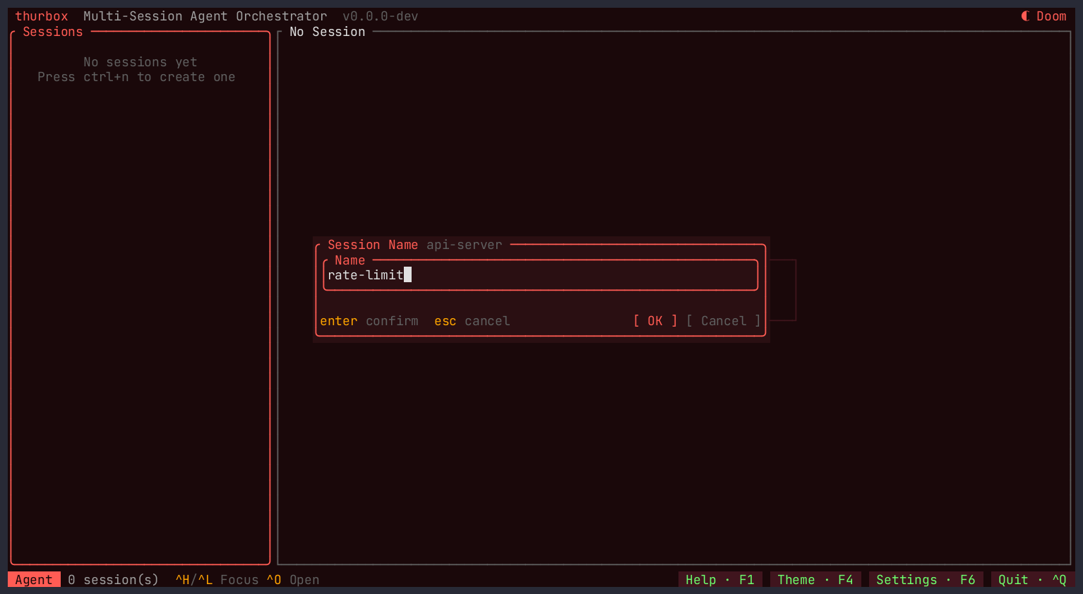 The session name step with rate-limit typed