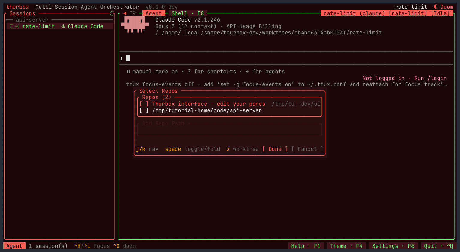 The repo picker with the remembered repository listed