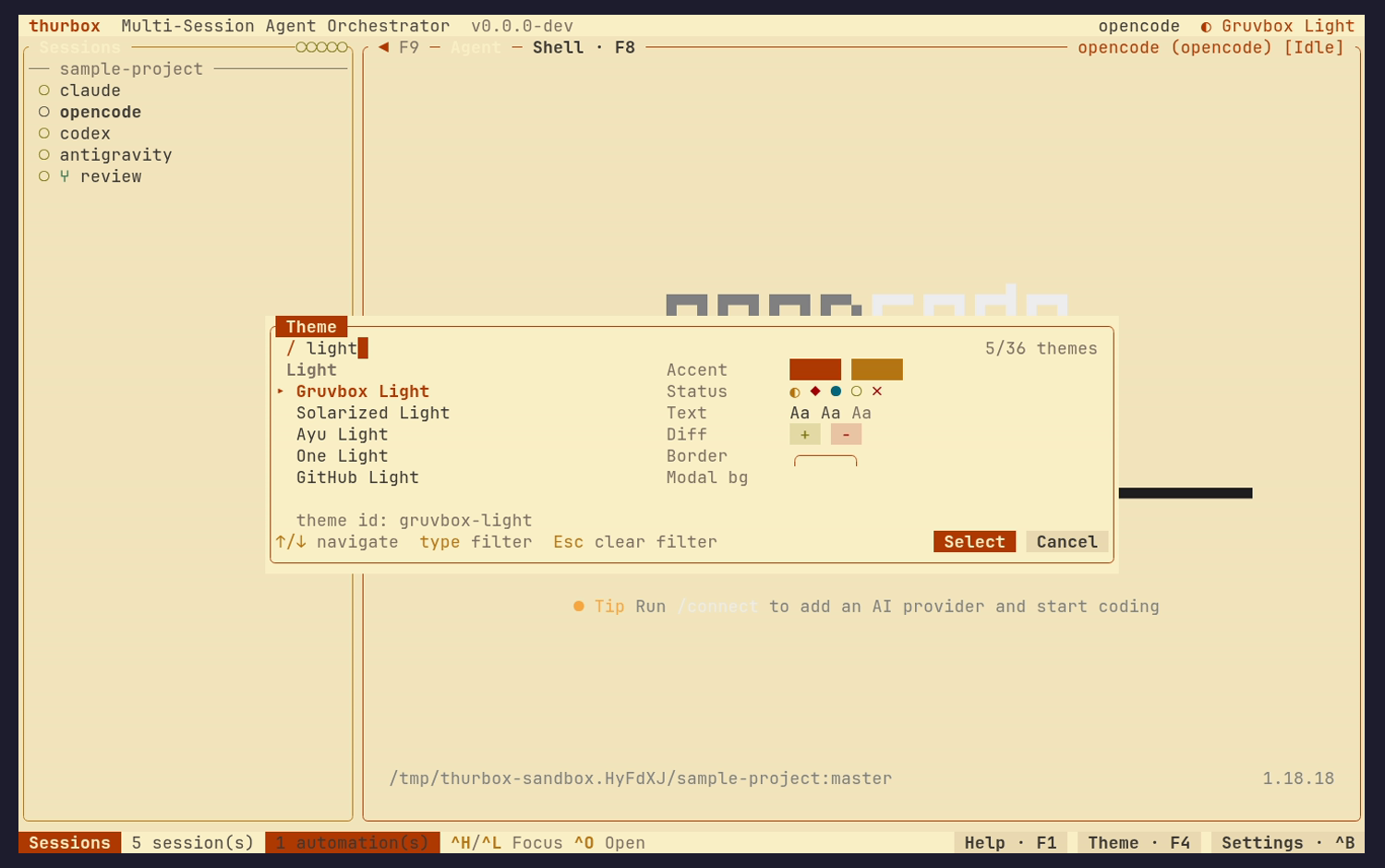 Theme picker filtered behind /